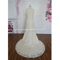 Beach two type 3D lace illusion style beach backless no sleeve wedding dress